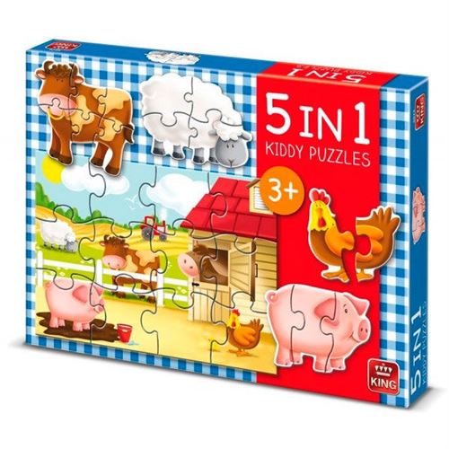 Puzzle 12 Pièces : 5 Puzzles - Kiddy Puzzles 5 in 1, King International