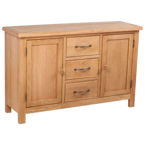 Meelady Grand buffet bas en chêne à 3 tiroirs 110 x 33,5 x 70 cm