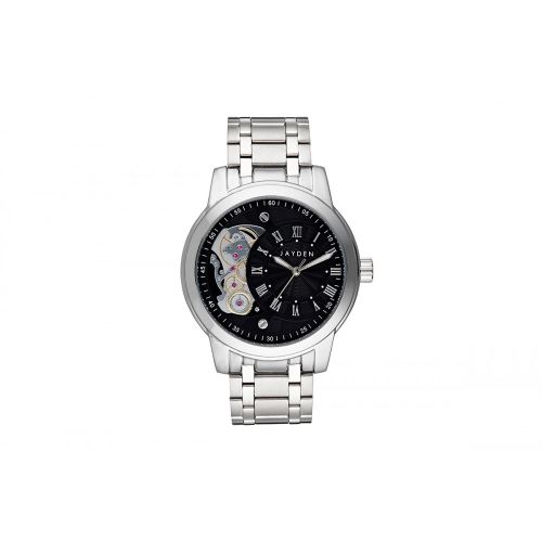 Montre Mixte Jayden à Quartz Cadran Noir 47mm Et Bracelet Argenté En Acier JD101