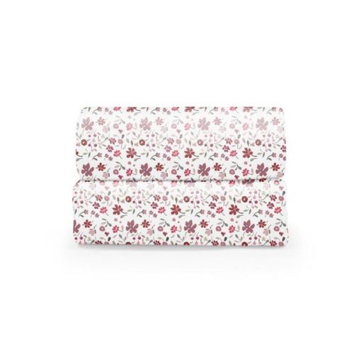 LULU CASTAGNETTE Set de 2 Langes en Mousseline Coton Garnet Liberty 120x120 cm Rose