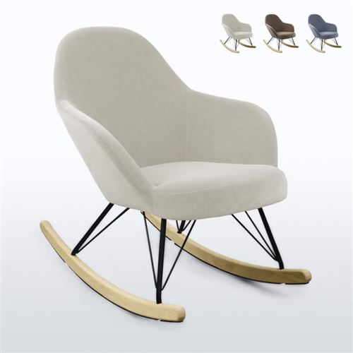 Chaise à bascule au design moderne Eiffel ROCKing en velours, Couleur: Beige