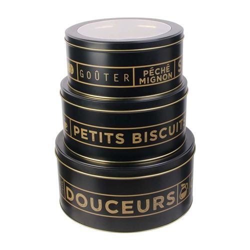 La Boite A - Boites gigognes en métal noir mat Nora (Lot de 3)