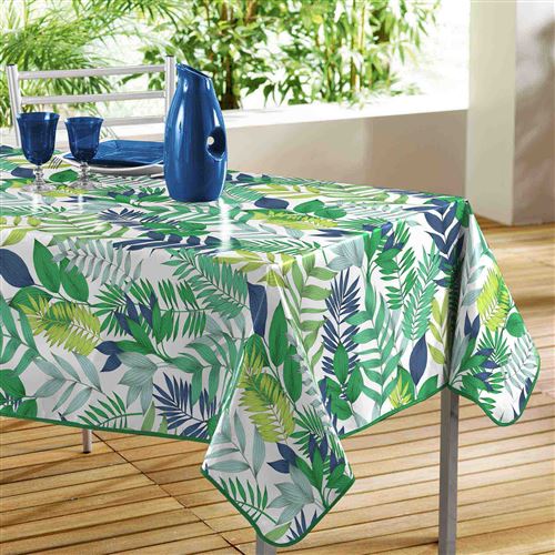 Nappe rectangle 140 x 240 cm en toile cirée pvc Palma Blanc