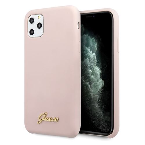 Coque pour Iphone 11 Pro Max Guess silicone vintage logo rose