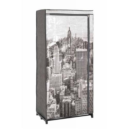 Paris Prix - Armoire Penderie En Tissu june 160cm Gris