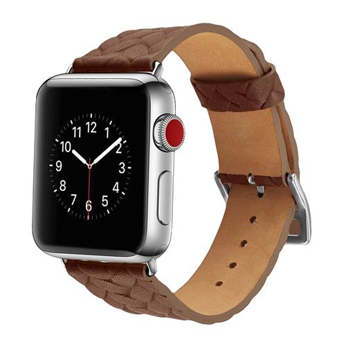 Bracelet Apple Watch 38 et 40 mm aspect Cuir tressé - Marron