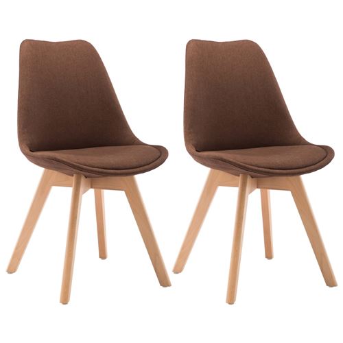 vidaXL Chaise de salle à manger 2 pcs Marron Tissu