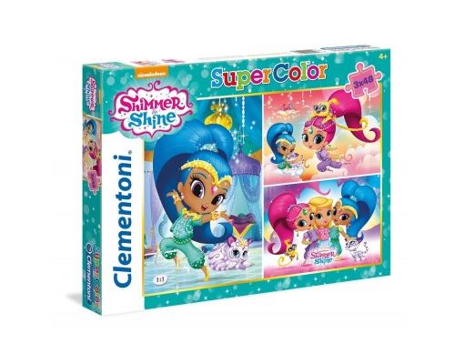Puzzle 48 Pièces : 3 Puzzles - Shimmer & Shine, Clementoni