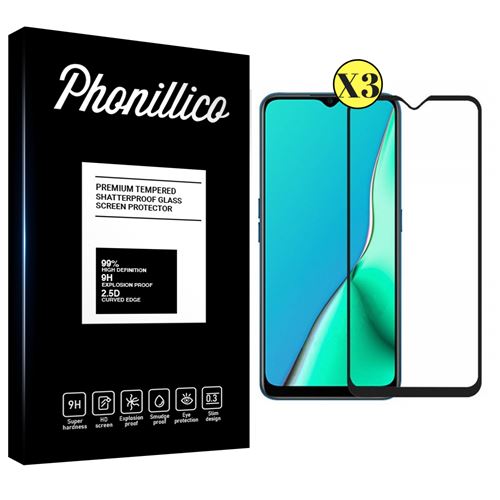 Verre Trempe pour OPPO RENO A9 2020 [Pack 3] Film Transparent Bord Noir Vitre Protection Ecran [Phonillico®]