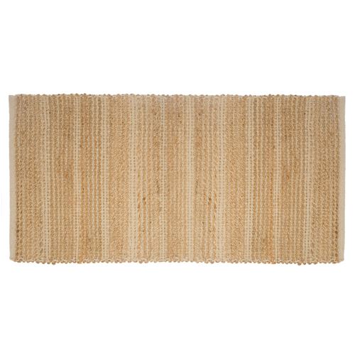 Atmosphera - Tapis rectangulaire design jute Chenil - L. 70 x l. 140 cm - Blanc - Chenil