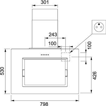 roblin - hotte décorative inclinée 80cm 745m3/h verre noir - 6510028