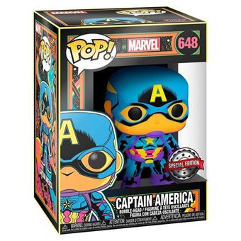 Figurine Funko Pop Marvel Black Light Captain America Avant-première Fnac
