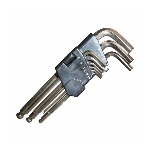Cle allen embout spherique (jeu de 9 diam de 1,5 à 10mm) -p2r-