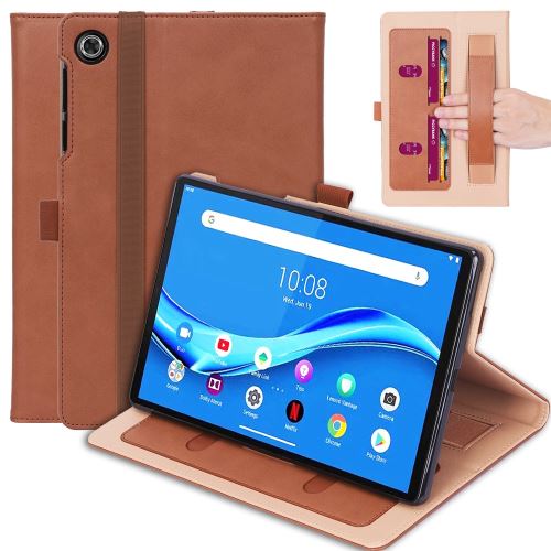 Etui en PU + TPU flip style d'affaires avec support et porte-cartes marron pour votre Lenovo Tab M10 FHD Plus 10.3 pouces TB-X606F