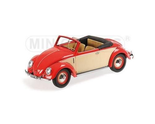 Minichamps pm107054231 vw 1200 cabrio hebmueller 1949 red-cream 1:18 die cast - vehicule miniature