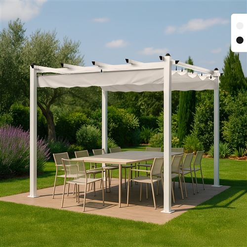 Elios Parasols - Tonnelle - Carré 3x3 mètres de jardin en aluminium bar restaurant hôtel Firenze, Couleur: Blanc