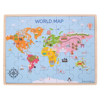 Puzzle carte du monde en bois Cadeau de Noël pour enfant -  Canada