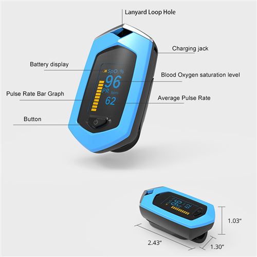 4€ sur Oxymètre de pouls doigt rechargeable USB -Bleu - Oxymètre de pouls -  Achat & prix