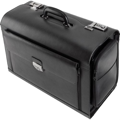 Juscha JU-45057 Pilot Case Alassio Verona Cuir Véritable Noir