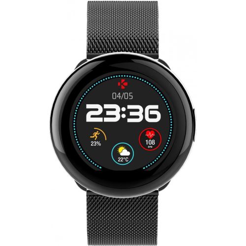 MyKronoz ZeRound2 Elite - Smartwatch Argent, Bracelet Malinaise - Comme Neuf