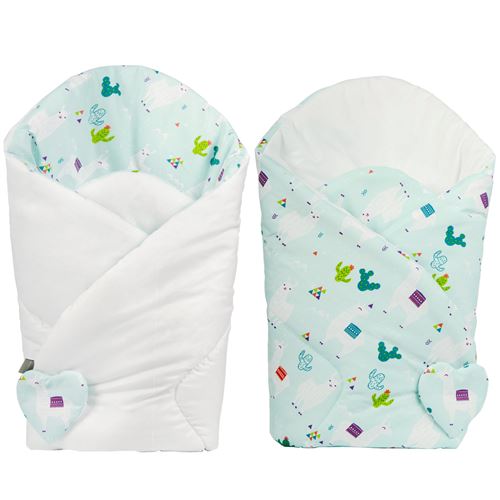 Sevira kids Gigoteuse d'emmaillotage réversible, LAMA Bleu 80x80 cm