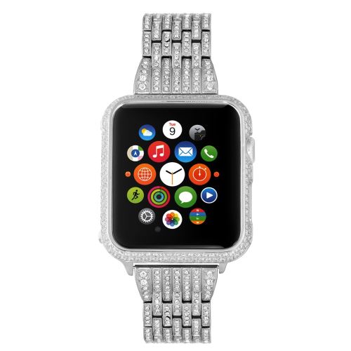 Bracelet metal rhinestone argent décor guard pour Apple Watch Series 2 42mm,Apple Watch Series 3 42mm,Apple Watch Series 1 42mm