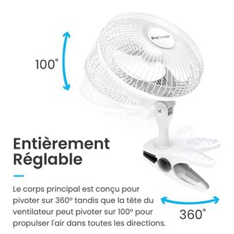 Petit Ventilateur Clip Silencieux Ventilateur de Table 3 Vitesses