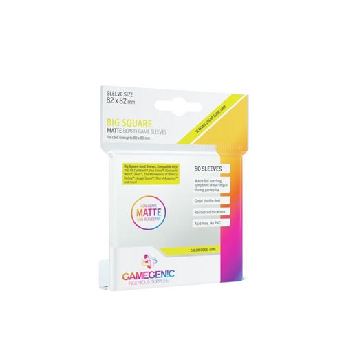 Gamegenic : Sachet de 50 protège-cartes mate - 8,2 x 8,2 cm - Big square lime