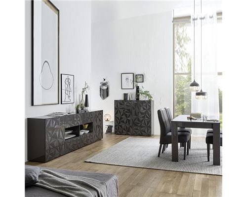 Salle a manger gris laqué avec enfilade 240 ANTONIO 3 - Gris - L 180 x P 90 x H 79 cm