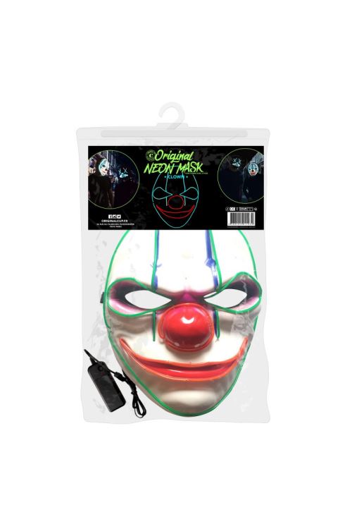 Masque Neon Clown Lumineux Halloween - Blanc - Taille Unique