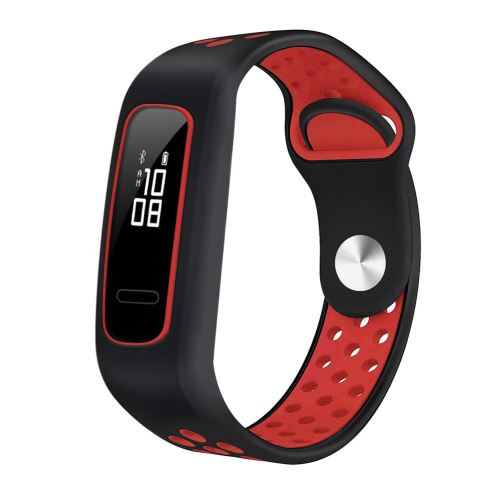 Bracelet en silicone bicolore Smartwatch pour HONOR BAND 4 Running/HUAWEI 3E/AW70 - Noir&Rouge