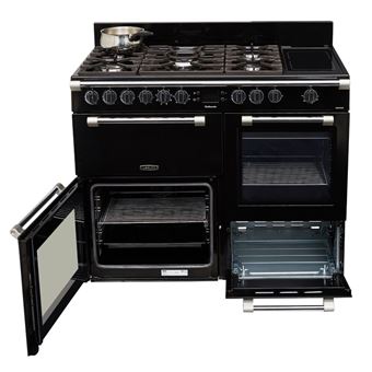 Leisure Cookmaster CK110F324K - Cuisinière (four à deux étages) - pose libre - largeur : 110 cm - profondeur : 60 cm - hauteur : 90 cm - avec système auto-nettoyant - noir