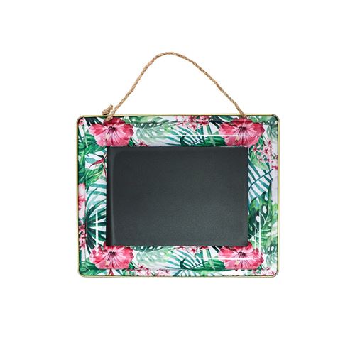 ardoise métal fleurs tropicales 30.5x24.5x1.5cm