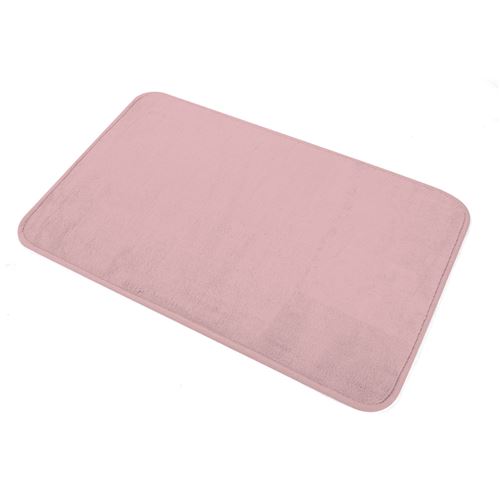 Tapis de bain 45 x 75 cm microfibre unie vitamine Rose poudre
