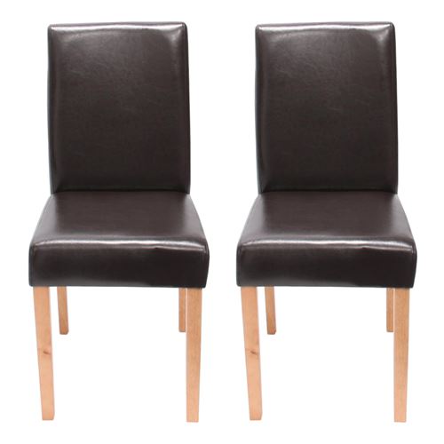 Lot de 2 chaises de séjour Littau, simili-cuir, marron, pieds clairs