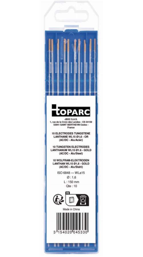 Etui de 10 électrodes GYS tungstène Lanthane WL15 Ø 1,6 - Or (AC/DC) - 045330