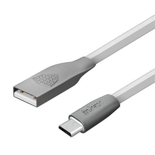 Inkax Twisted Câble USB vers micro-USB Smartphone/Tablette Design Plat 1m Blanc