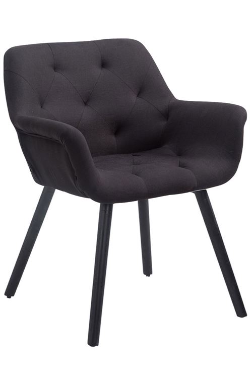 Chaise de Salle à manger design scandinave Cassidy en Tissu - Siège avec accoudoirs - Piètement Bois de Hêtre Noir - Couleur Noir