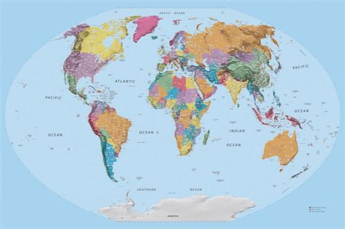Cartes Poster Carte Du Monde Edition 15 En Anglais 61x91 Cm Poster Affiche Enroule Top Prix Fnac
