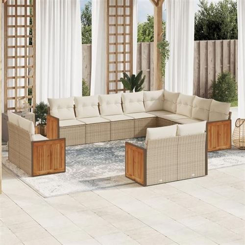 Non Communiqué Beige Salon De Jardin Modulable Vidaxl 12 Personnes 12 Pieces 62 X 55 X 69 Cm Resine Tressee