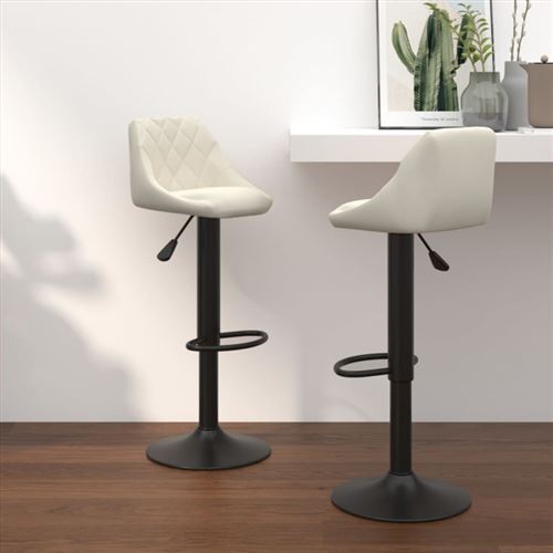 Vidaxl Tabourets De Bar Crème Velours - Image 3