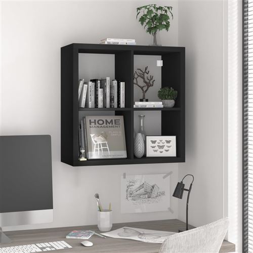 vidaXL Étagère murale sous forme de cube Noir 69,5x29,5x69,5 cm MDF