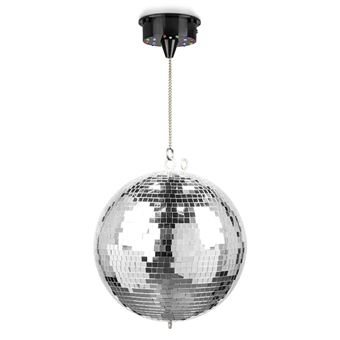 Fuzzix MB30ML Boule à Facettes 30 cm avec Moteur et LED RGBW – Moteur à Piles, Boule à suspendre - 1