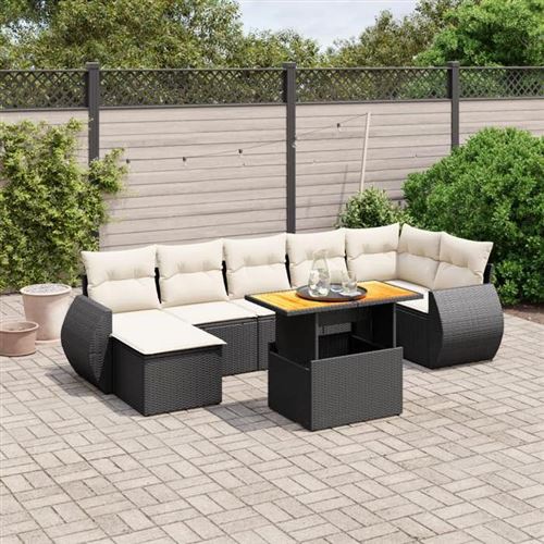 Non Communiqué Noir Vidaxl Salon De Jardin Avec Coussins 8 Pcs, Canapés De Terrasse, Ensemble De Meubles De Patio, Mobilier D'extérieur, 3272302