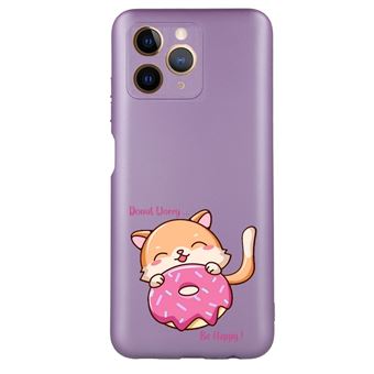 Coque metal violet Taperso pour Iphone 11 chat et donut Coque et étui