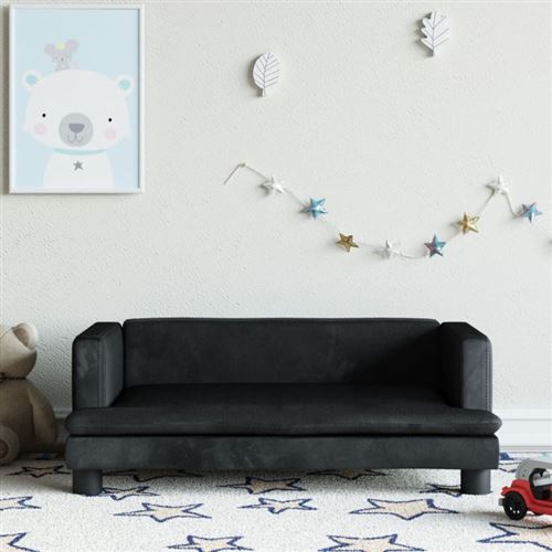 vidaXL Canapé pour enfants noir 80x45x30 cm velours