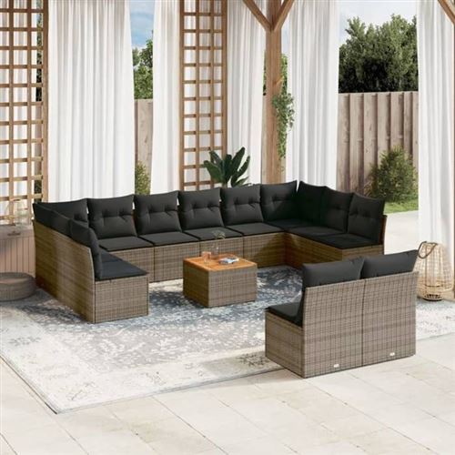 Non Communiqué Gris Salon De Jardin Modulable Vidaxl Resine Tressee 13 Pieces 12 Personnes