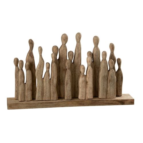Generique Statuette Déco En Bois "'Groupe De Personnages" 36Cm Naturel - Image 3
