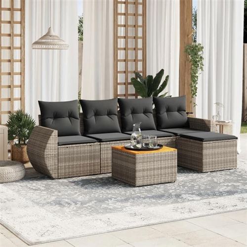Non Communiqué Gris Salon De Jardin Modulable Vidaxl Resine Tressee 5 Personnes 62 X 55 X 69 Cm 6 Pieces