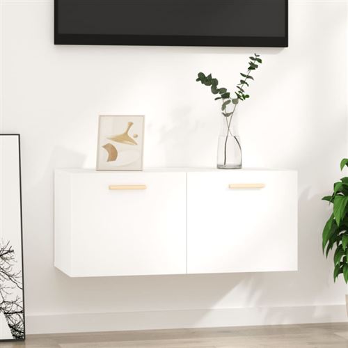 vidaXL Armoire murale Blanc brillant 80x35x36,5 cm Bois d'ingénierie812930